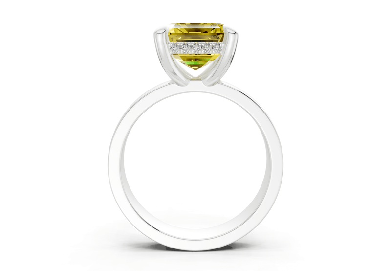 Echo Yellow Diamond Solitaire Emerald Cut 4mm Engagement Ring - Ring Premier