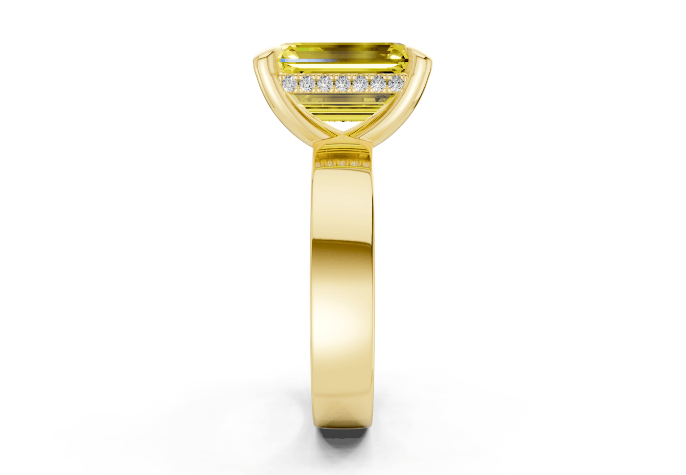 Echo Yellow Diamond Solitaire Emerald Cut 4mm Engagement Ring