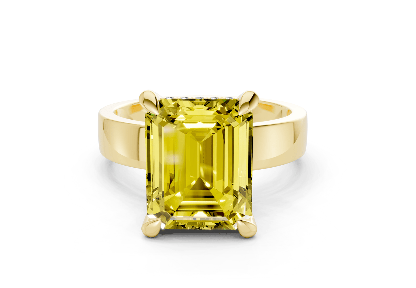 Echo Yellow Diamond Solitaire Emerald Cut 4mm Engagement Ring - Ring Premier