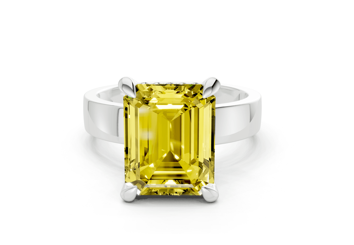Echo Yellow Diamond Solitaire Emerald Cut 4mm Engagement Ring