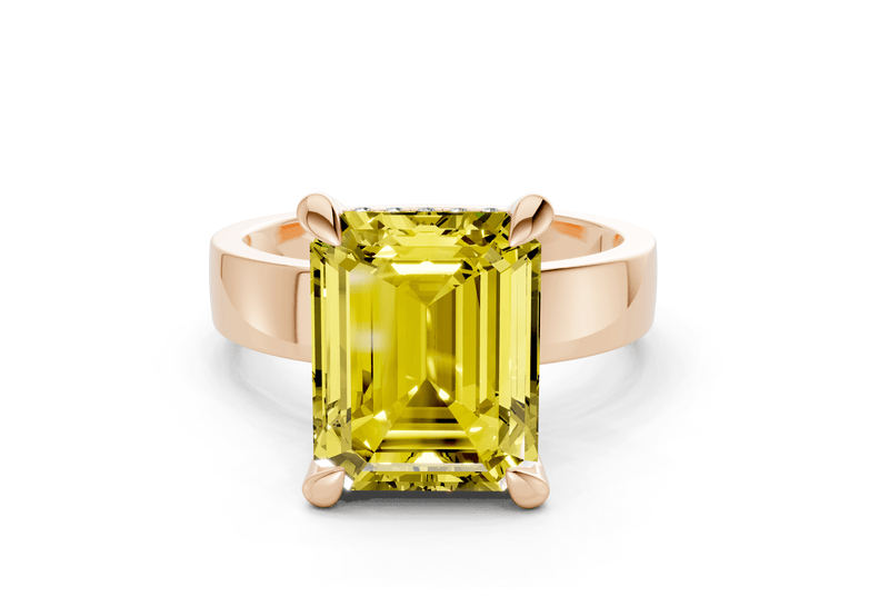 Echo Yellow Diamond Solitaire Emerald Cut 4mm Engagement Ring - Ring Premier
