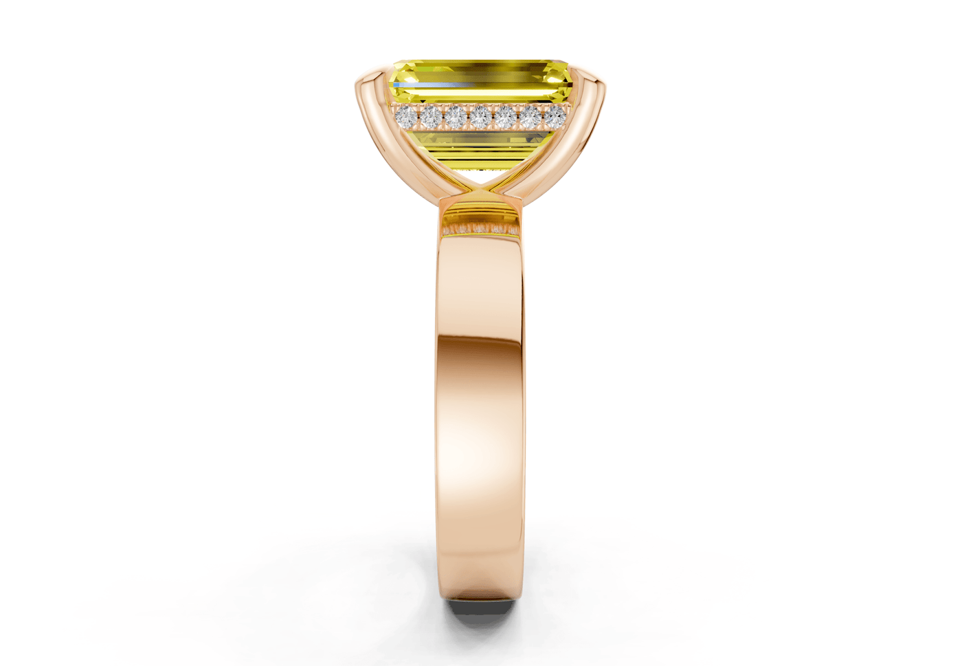 Echo Yellow Diamond Solitaire Emerald Cut 4mm Engagement Ring