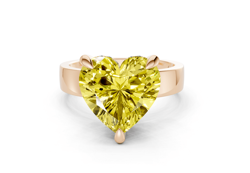 Echo Yellow Diamond Solitaire Heart Cut 4mm Engagement Ring - Ring Premier