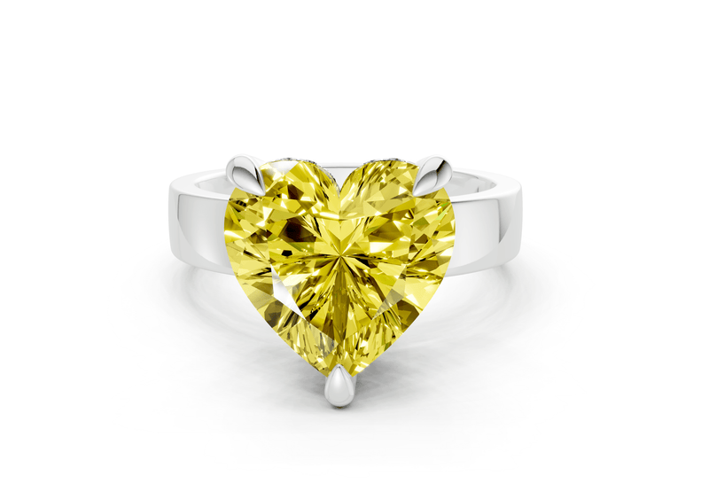Echo Yellow Diamond Solitaire Heart Cut 4mm Engagement Ring - Ring Premier