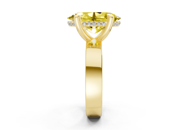 Echo Yellow Diamond Solitaire Oval Cut 4mm Engagement Ring - Ring Premier
