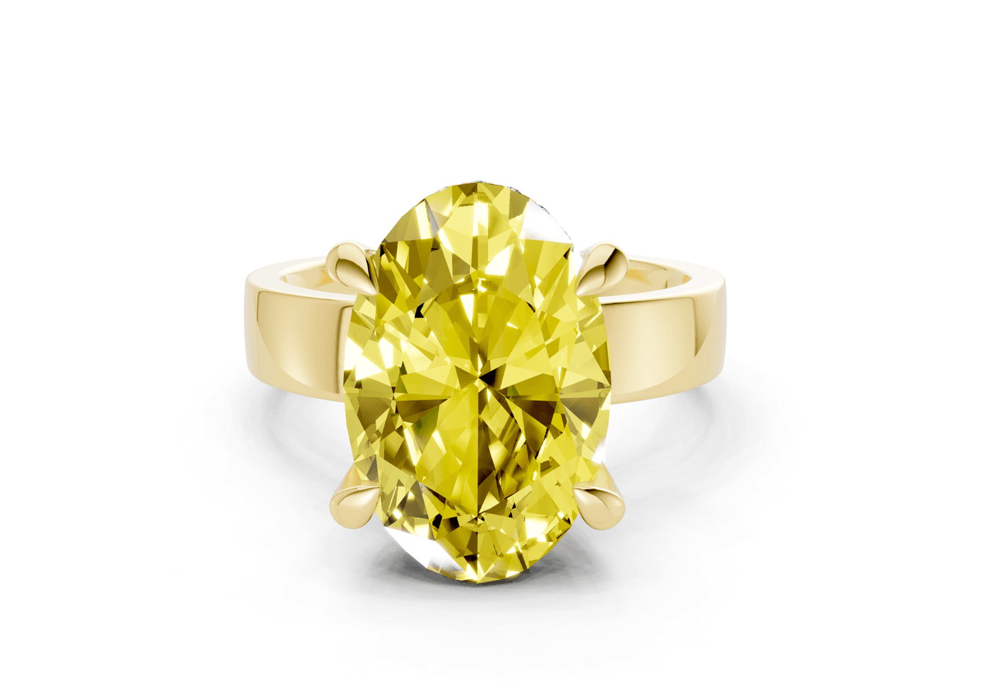 Echo Yellow Diamond Solitaire Oval Cut 4mm Engagement Ring - Ring Premier
