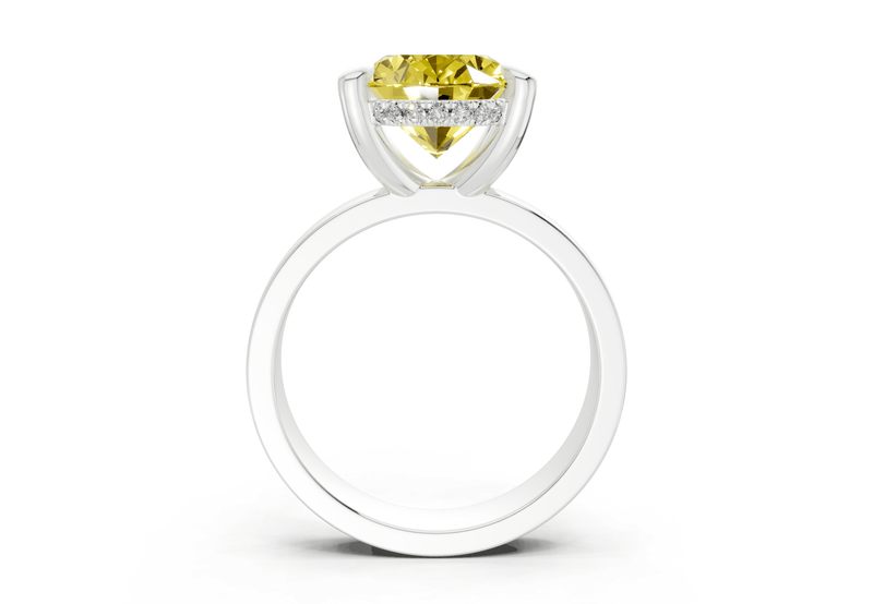 Echo Yellow Diamond Solitaire Oval Cut 4mm Engagement Ring - Ring Premier