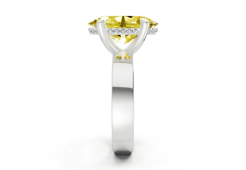 Echo Yellow Diamond Solitaire Oval Cut 4mm Engagement Ring - Ring Premier