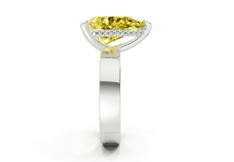 Echo Yellow Diamond Solitaire Pear Cut 4mm Engagement Ring - Ring Premier