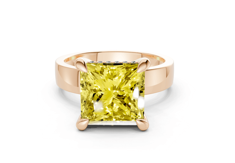 Echo Yellow Diamond Solitaire Princess Cut 4mm Engagement Ring - Ring Premier