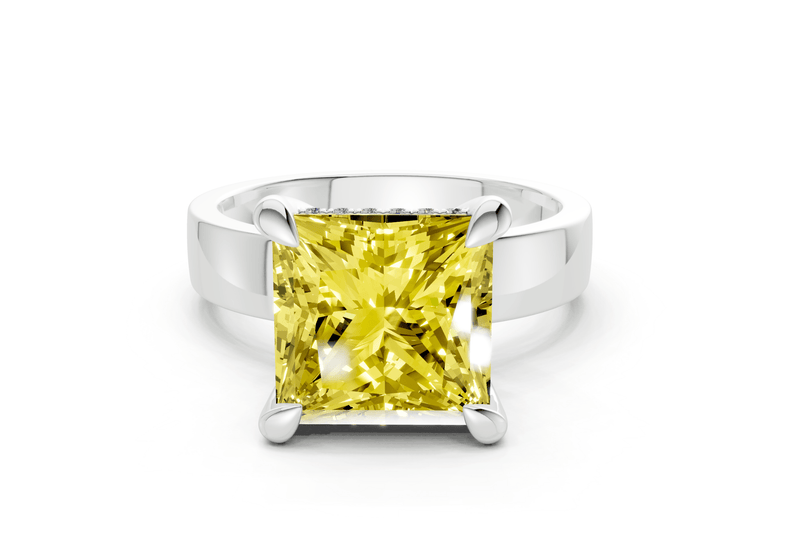 Echo Yellow Diamond Solitaire Princess Cut 4mm Engagement Ring - Ring Premier