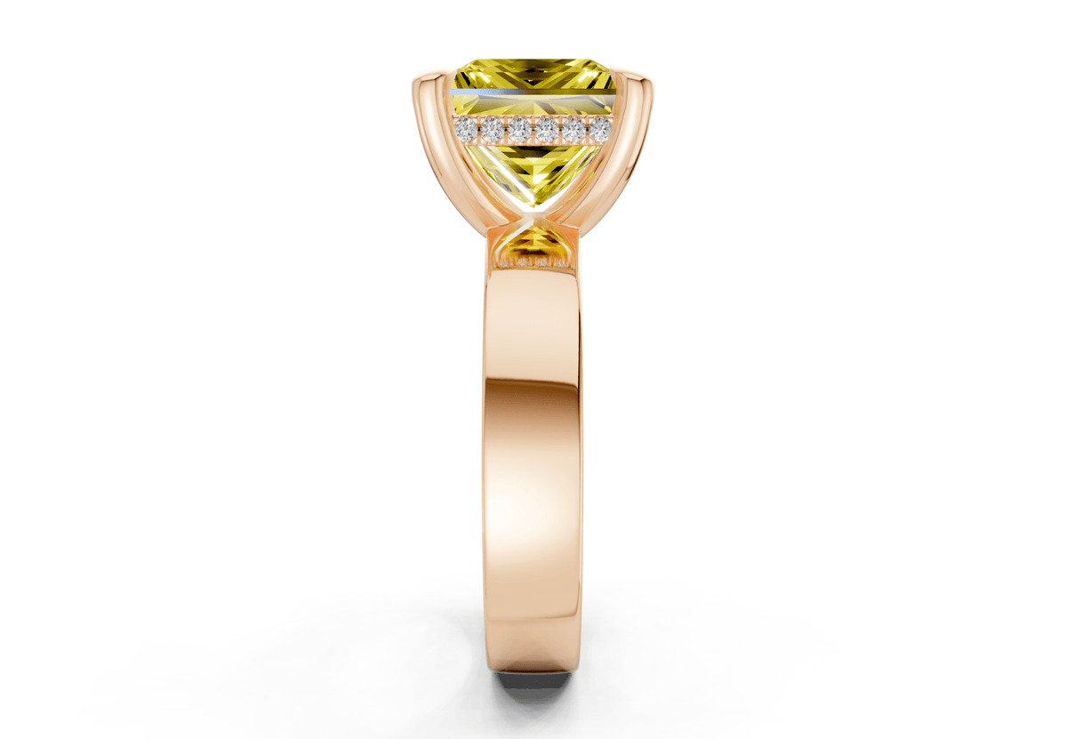 Echo Yellow Diamond Solitaire Princess Cut 4mm Engagement Ring