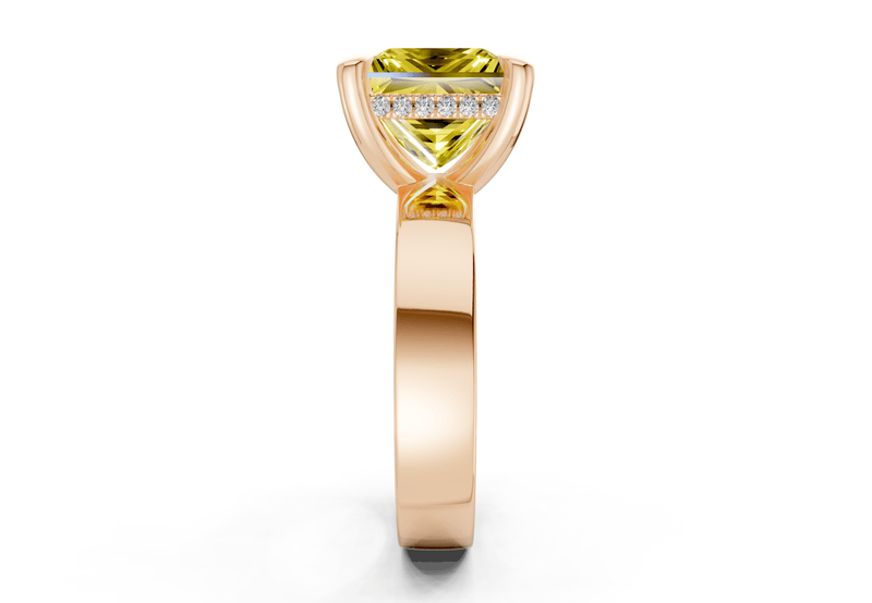Echo Yellow Diamond Solitaire Princess Cut 4mm Engagement Ring - Ring Premier