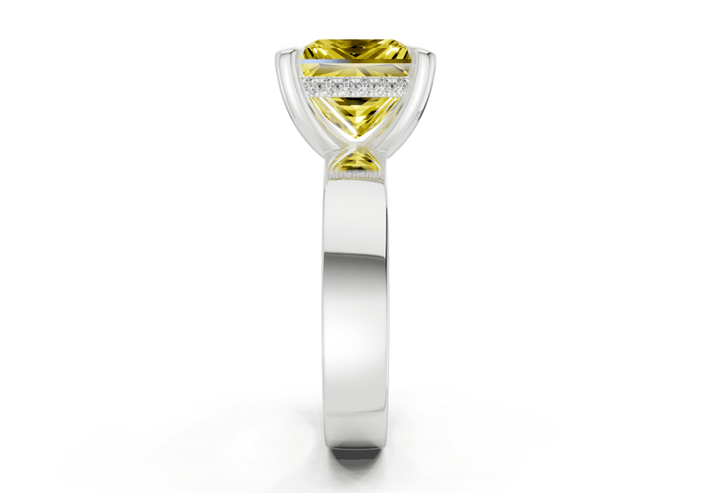 Echo Yellow Diamond Solitaire Princess Cut 4mm Engagement Ring - Ring Premier
