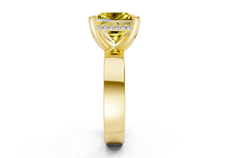Echo Yellow Diamond Solitaire Princess Cut 4mm Engagement Ring - Ring Premier