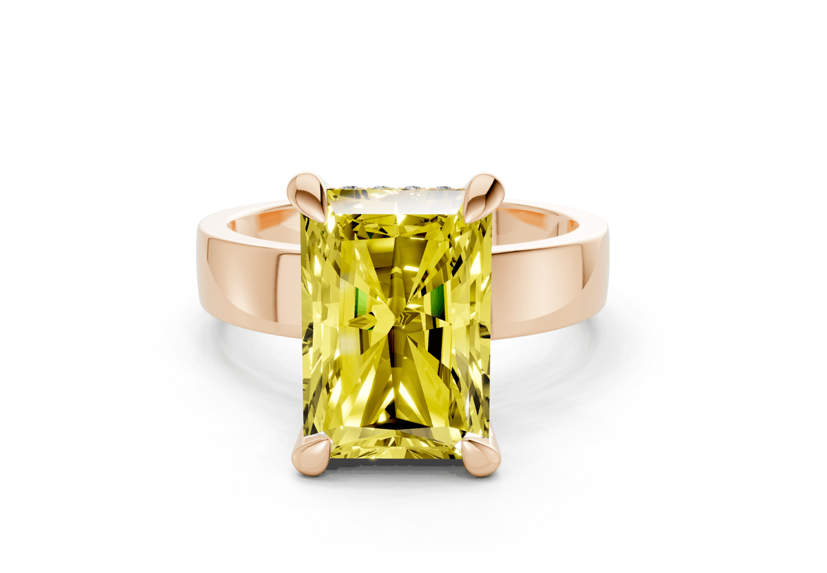 Echo Yellow Diamond Solitaire Radiant Cut 4mm Engagement Ring