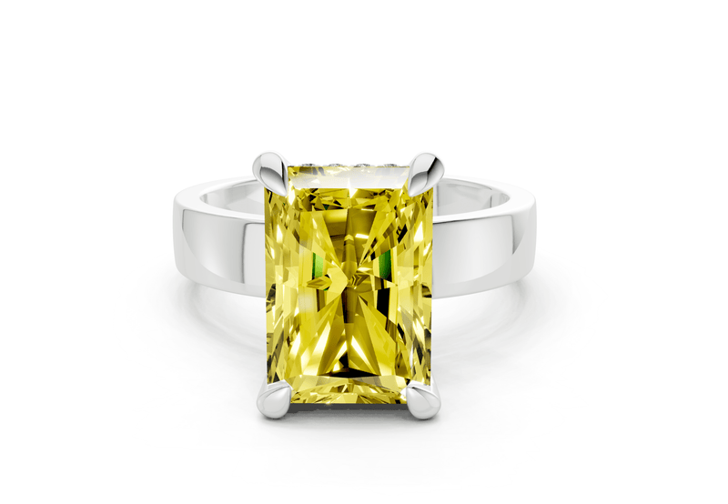 Echo Yellow Diamond Solitaire Radiant Cut 4mm Engagement Ring - Ring Premier