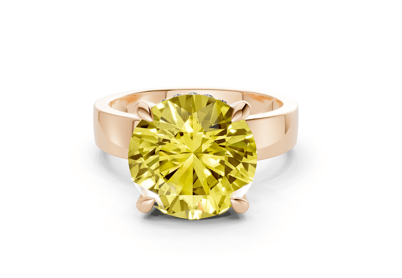 Echo Yellow Diamond Solitaire Round Cut 4mm Engagement Ring - Ring Premier