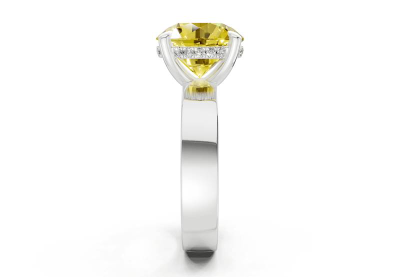 Echo Yellow Diamond Solitaire Round Cut 4mm Engagement Ring - Ring Premier