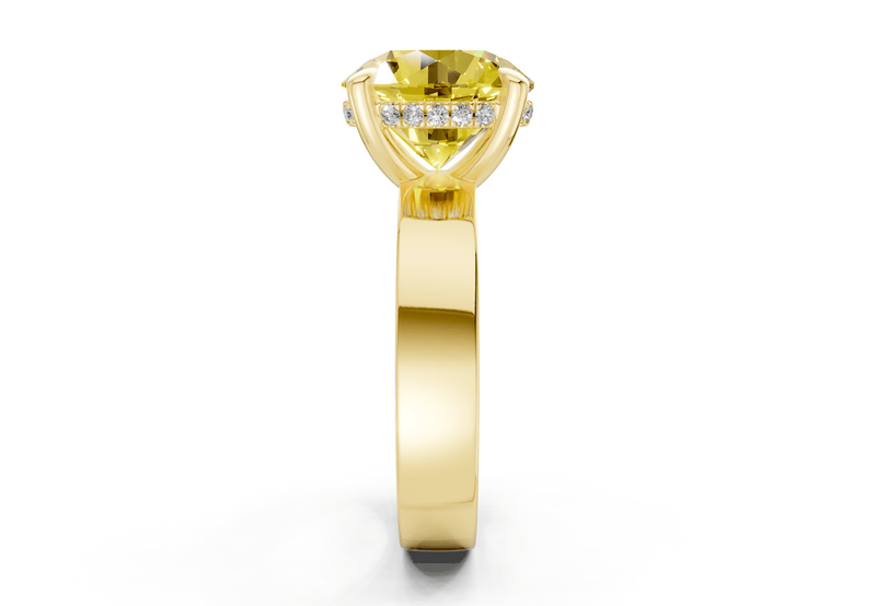 Echo Yellow Diamond Solitaire Round Cut 4mm Engagement Ring - Ring Premier