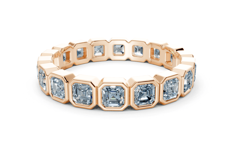 Elysees Asscher Cut Blue Diamond Eternity Band 4 Carat Total Wt. - Ring Premier