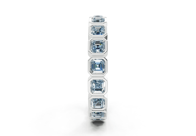 Elysees Asscher Cut Blue Diamond Eternity Band 4 Carat Total Wt. - Ring Premier