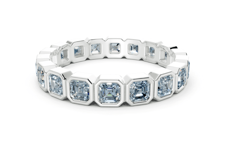 Elysees Asscher Cut Blue Diamond Eternity Band 4 Carat Total Wt. - Ring Premier