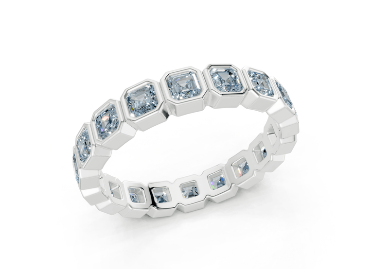 Elysees Asscher Cut Blue Diamond Eternity Band 4 Carat Total Wt. - Ring Premier