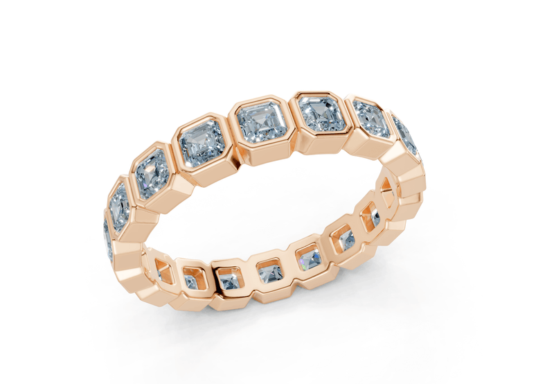 Elysees Asscher Cut Blue Diamond Eternity Band 4 Carat Total Wt. - Ring Premier