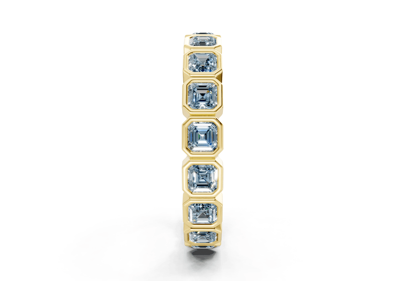 Elysees Asscher Cut Blue Diamond Eternity Band 4 Carat Total Wt. - Ring Premier