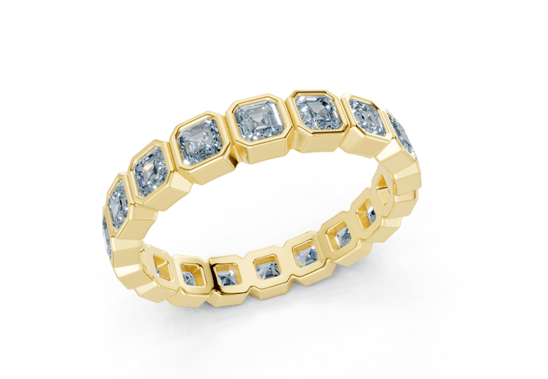 Elysees Asscher Cut Blue Diamond Eternity Band 4 Carat Total Wt. - Ring Premier