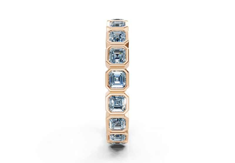 Elysees Asscher Cut Blue Diamond Eternity Band 4 Carat Total Wt. - Ring Premier