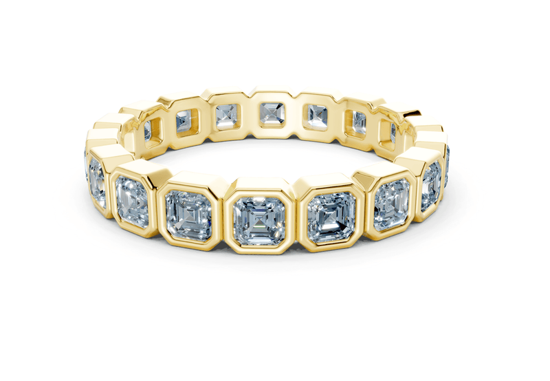 Elysees Asscher Cut Blue Diamond Eternity Band 6½ Carat Total Wt.