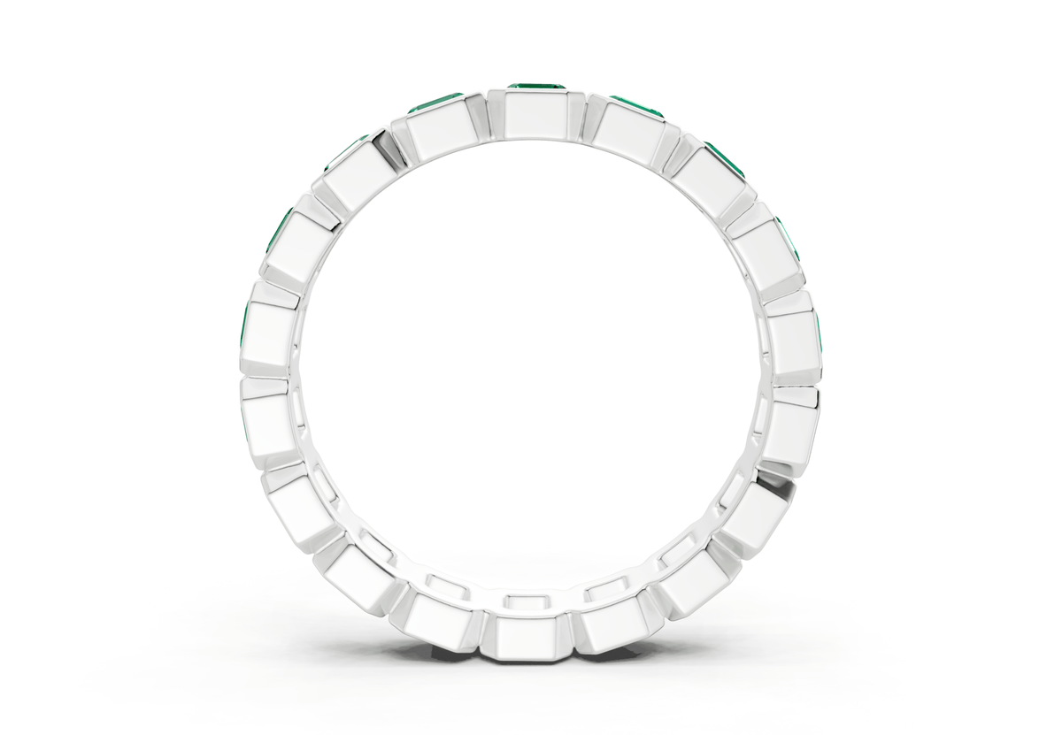 Elysees Asscher Cut Emerald Gemstone Eternity Band 4 Carat Total Wt.