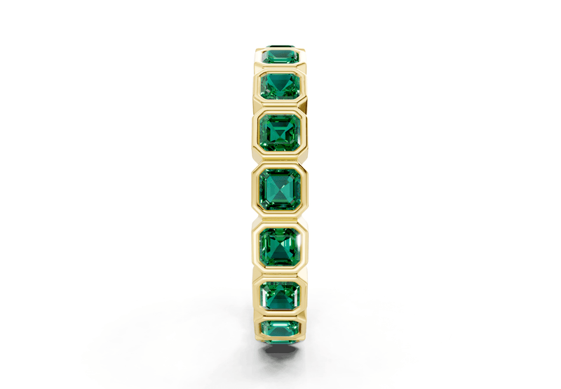 Elysees Asscher Cut Emerald Gemstone Eternity Band 4 Carat Total Wt. - Ring Premier