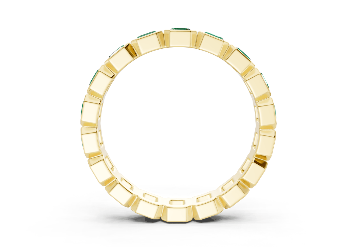 Elysees Asscher Cut Emerald Gemstone Eternity Band 4 Carat Total Wt.