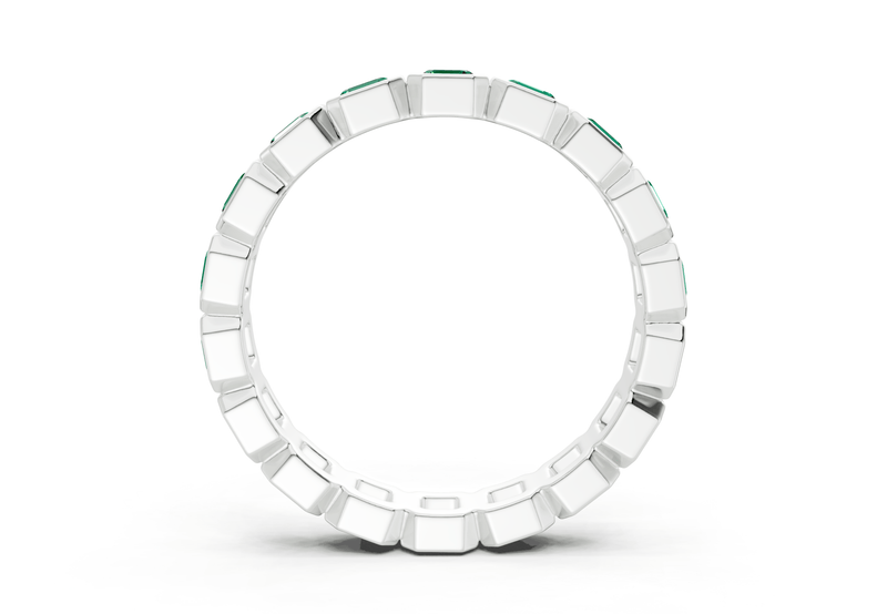 Elysees Asscher Cut Emerald Gemstone Eternity Band 6½ Carat Total Wt. - Ring Premier