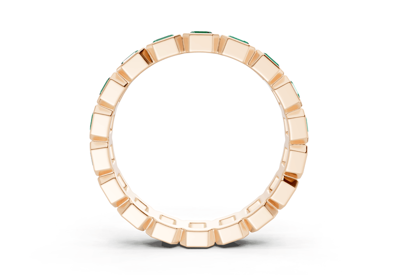 Elysees Asscher Cut Emerald Gemstone Eternity Band 6½ Carat Total Wt. - Ring Premier
