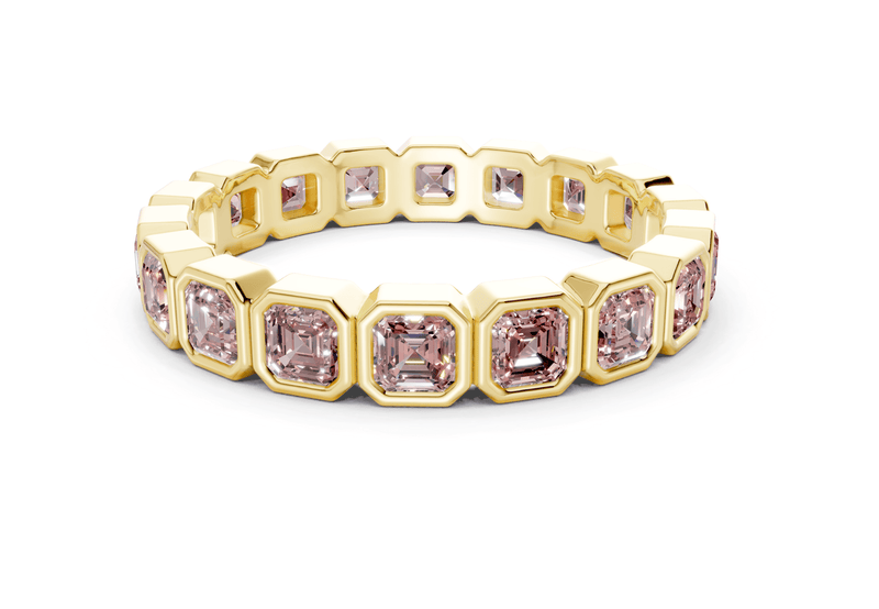 Elysees Asscher Cut Pink Diamond Eternity Band 4 Carat Total Wt.