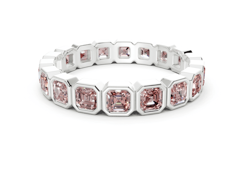 Elysees Asscher Cut Pink Diamond Eternity Band 4 Carat Total Wt. - Ring Premier