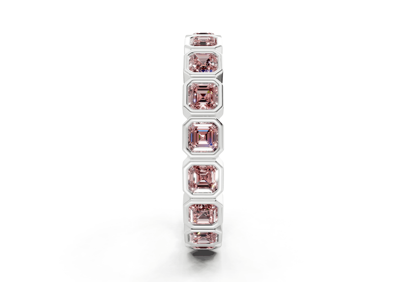 Elysees Asscher Cut Pink Diamond Eternity Band 4 Carat Total Wt. - Ring Premier