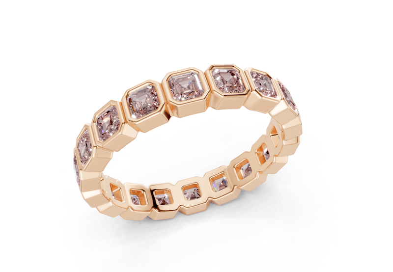 Elysees Asscher Cut Pink Diamond Eternity Band 6½ Carat Total Wt. - Ring Premier