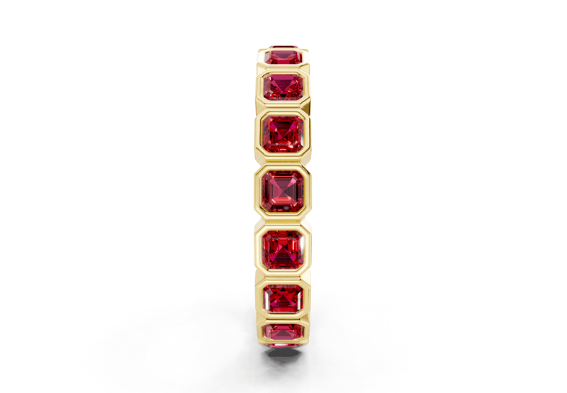 Elysees Asscher Cut Ruby Gemstone Eternity Band 4 Carat Total Wt. - Ring Premier