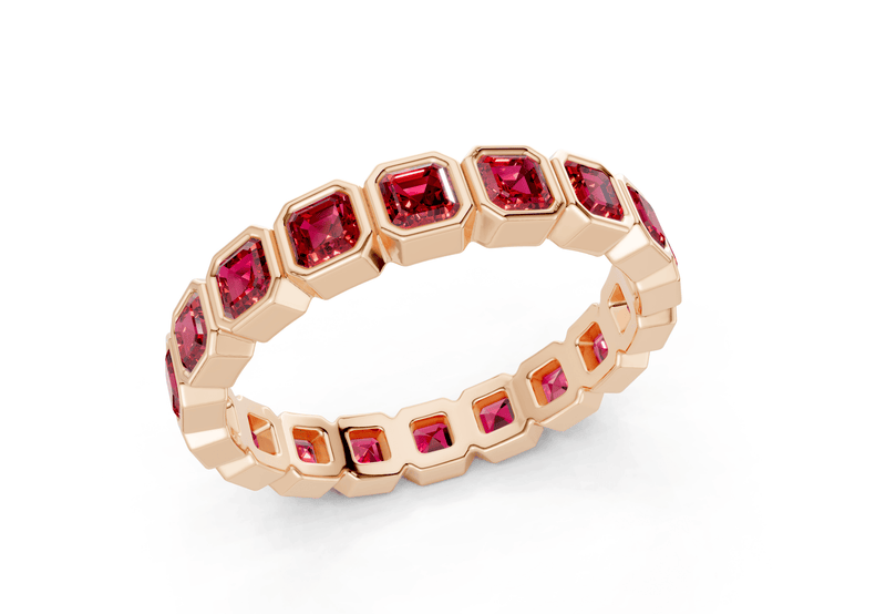 Elysees Asscher Cut Ruby Gemstone Eternity Band 4 Carat Total Wt. - Ring Premier