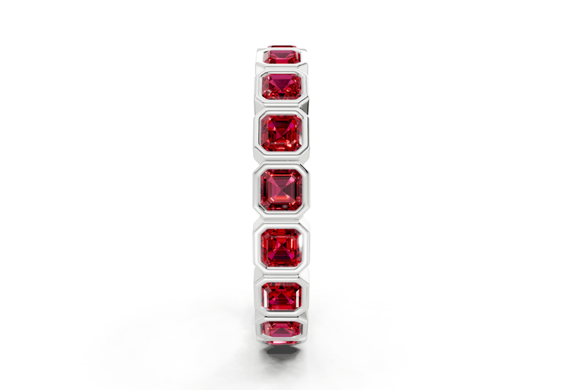 Elysees Asscher Cut Ruby Gemstone Eternity Band 4 Carat Total Wt. - Ring Premier