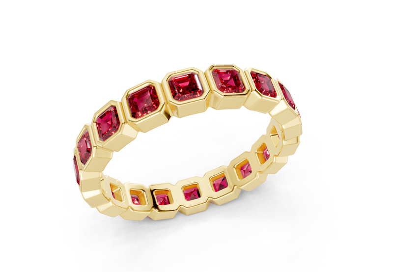 Elysees Asscher Cut Ruby Gemstone Eternity Band 6½ Carat Total Wt. - Ring Premier