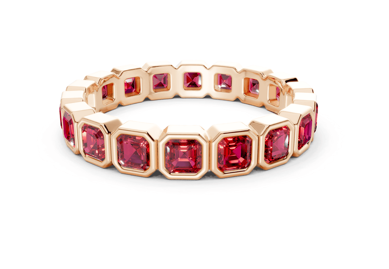 Elysees Asscher Cut Ruby Gemstone Eternity Band 6½ Carat Total Wt. - Ring Premier