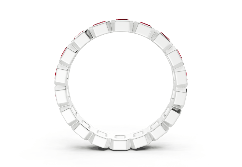 Elysees Asscher Cut Ruby Gemstone Eternity Band 6½ Carat Total Wt. - Ring Premier
