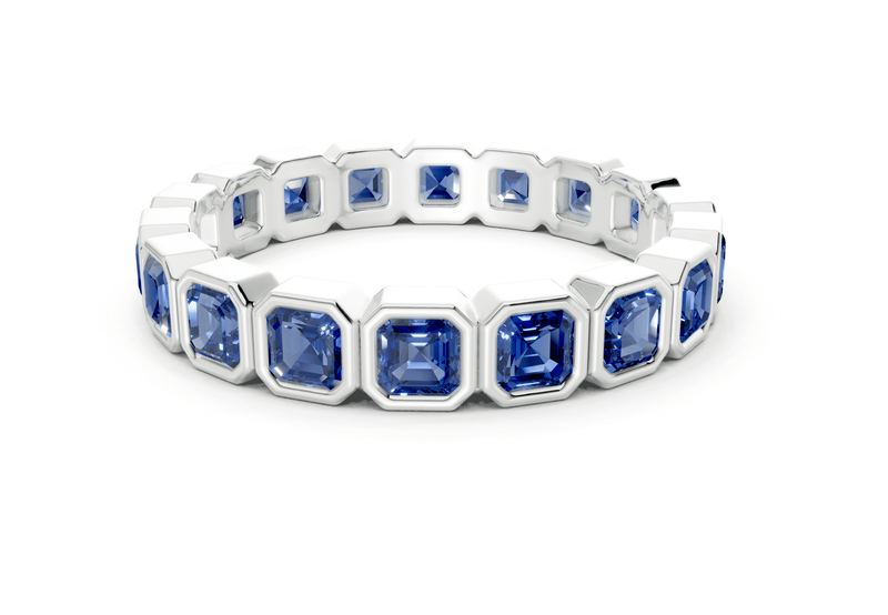 Elysees Asscher Cut Sapphire Gemstone Eternity Band 4 Carat Total Wt. - Ring Premier