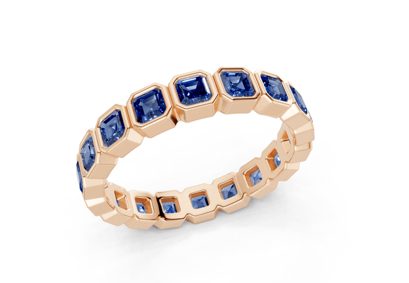 Elysees Asscher Cut Sapphire Gemstone Eternity Band 4 Carat Total Wt. - Ring Premier